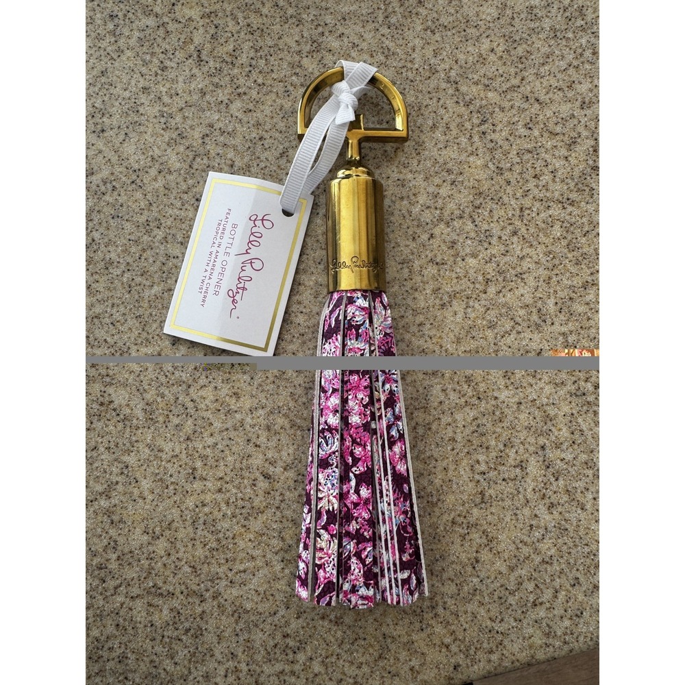 Lilly Pulitzer Tassel Bottle Opener Brass Amarena Cherry Tropical W A Twist NWT